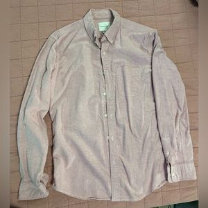 American Eagle Red Oxford Shirt Medium Button Up Button Collar